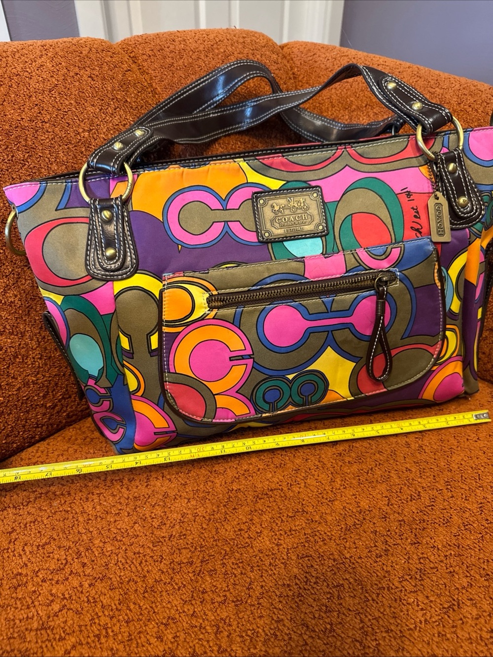 Coach Poppy"Pop C"  Glam Shoulder Bag  Vibrant MultiColor - Picture 7 of 14